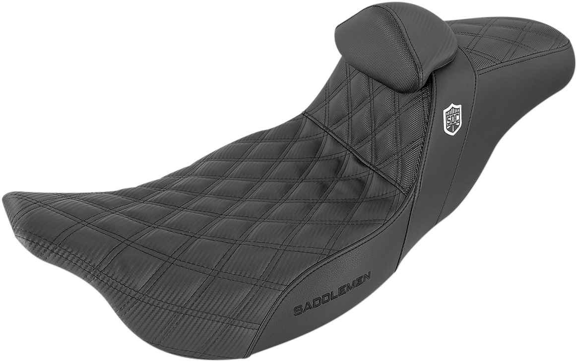 SADDLEMEN Pro Series SDC Performance Seat - w/ Backrest - Lattice Stitch/Lumbar Gripper - FL '08-'23 SC80807DB0
