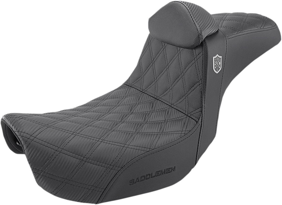 SADDLEMEN Pro Series SDC Performance Seat - w/ Backrest - Lattice Stitch/Lumbar Gripper - FLD/FXD '06-'17 SC80604DB0