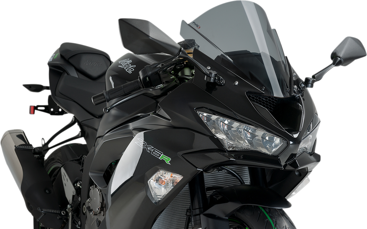 PUIG HI-TECH PARTS Race Windscreen - 13-3/4" - Dark Smoke - ZX-6R 3177F