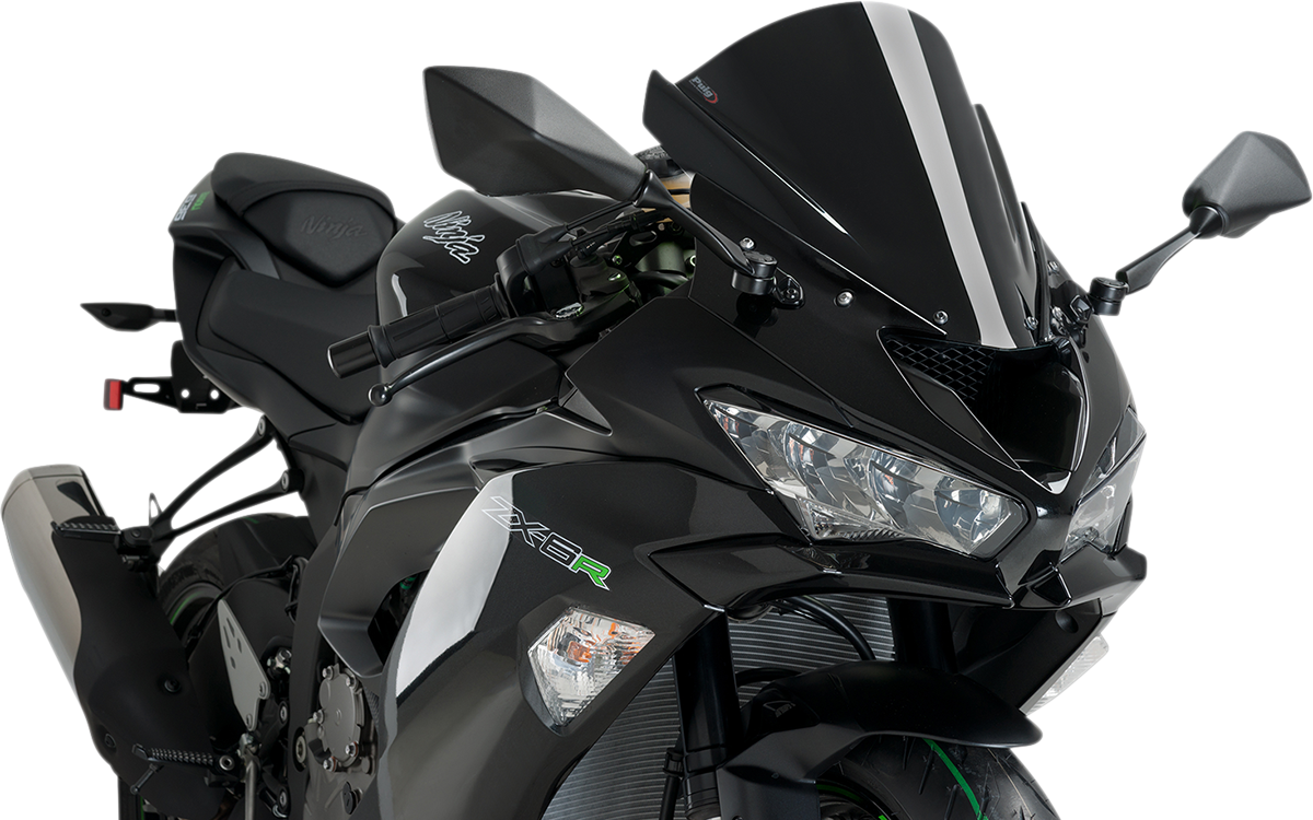PUIG HI-TECH PARTS Race Windscreen - 13-3/4" - Black - ZX-6R 3177N
