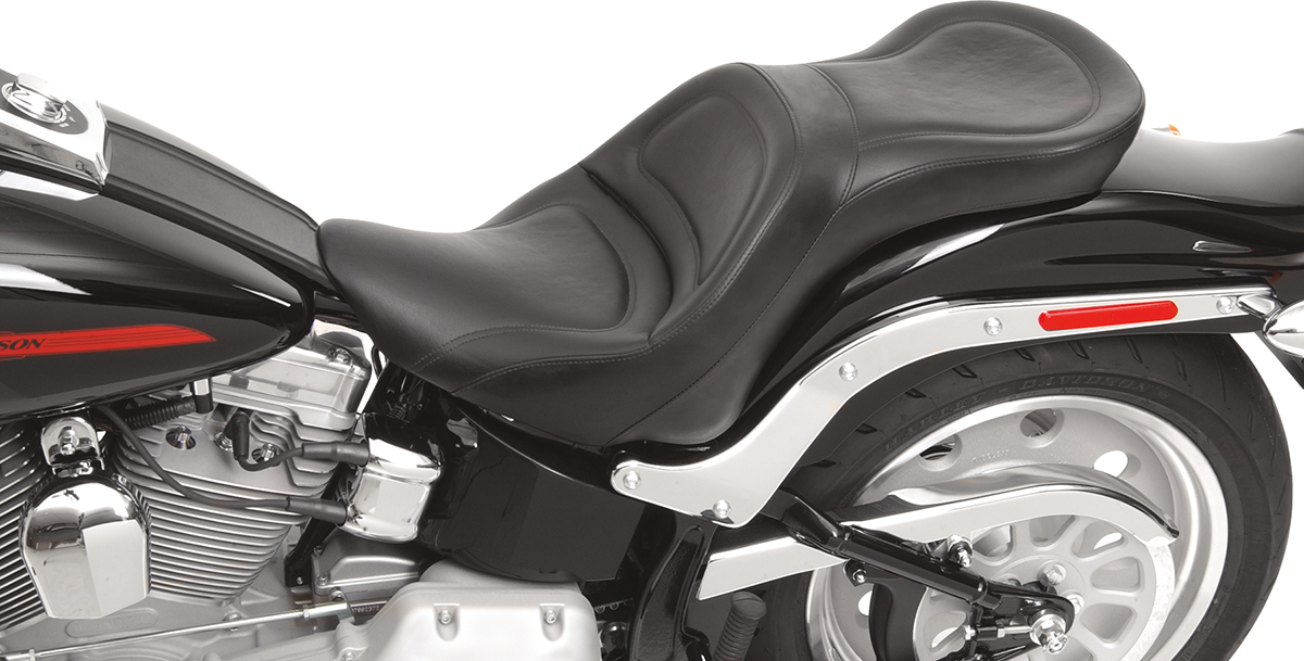 SADDLEMEN Seat - Explorer™ - Without Backrest - Stitched - Black - FLSTF '07-'17 806-12-0291