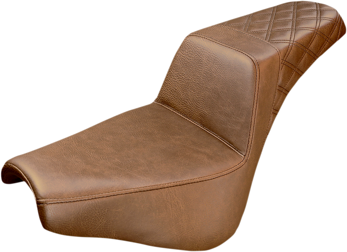SADDLEMEN Step-Up Seat - Rear Lattice Stitch - Brown - FX '18-'24 818-30-173BR