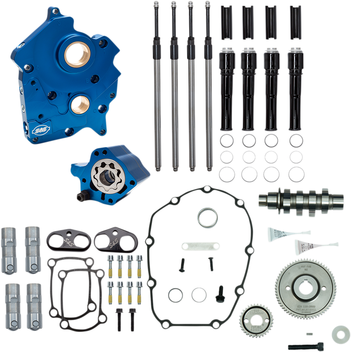 S&S CYCLE Cam Chest Kit with Plate - Gear Drive - Water Cooled - 475 Cam - Black Pushrods - M8 310-1010A