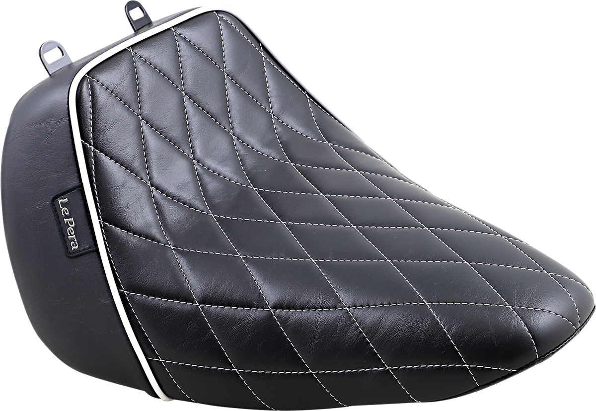 LE PERA Bare Bones Solo Seat - Diamond Stitch w/ White Stitching/Piping - Black - FLFB '18-'23 LYO-007DMWTP