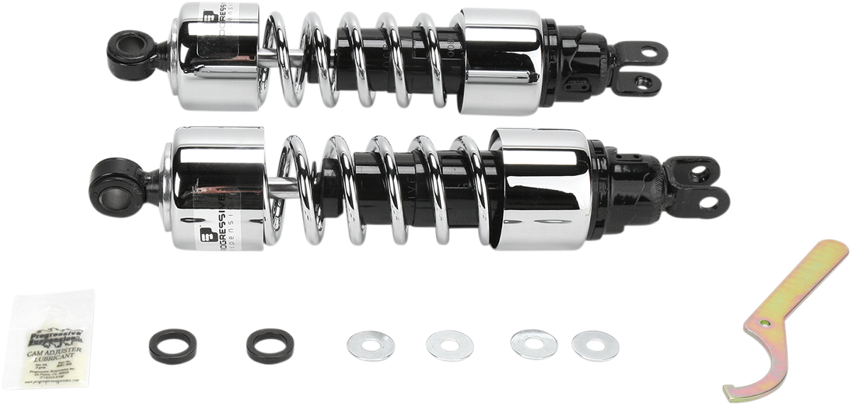Progressive Suspension 412 Cruiser Series 13-Inch Heavy Duty Chrome Shocks for Touring Bikes