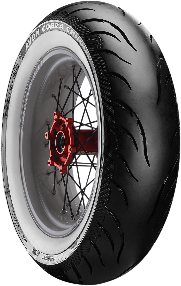 AVON Cobra Chrome AV92 Rear Motorcycle Tire - 140/90B16 Wide Whitewall, 77H – Enhanced Stability and Traction