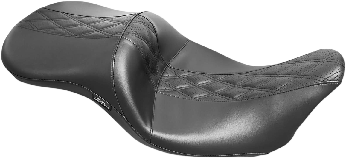 LE PERA Maverick Seat - without Backrest - HR Black Inlay Double Diamond - Black - FL '08-'23 LK-957HR2