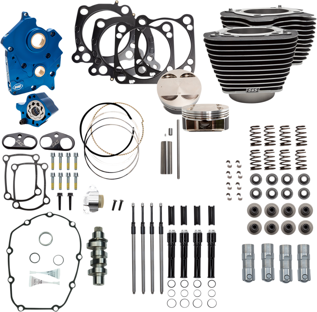 S&S CYCLE 124" Power Package - Chain Drive - Highlighted Fins - Black Pushrod Tubes - 107" M8 310-1054B