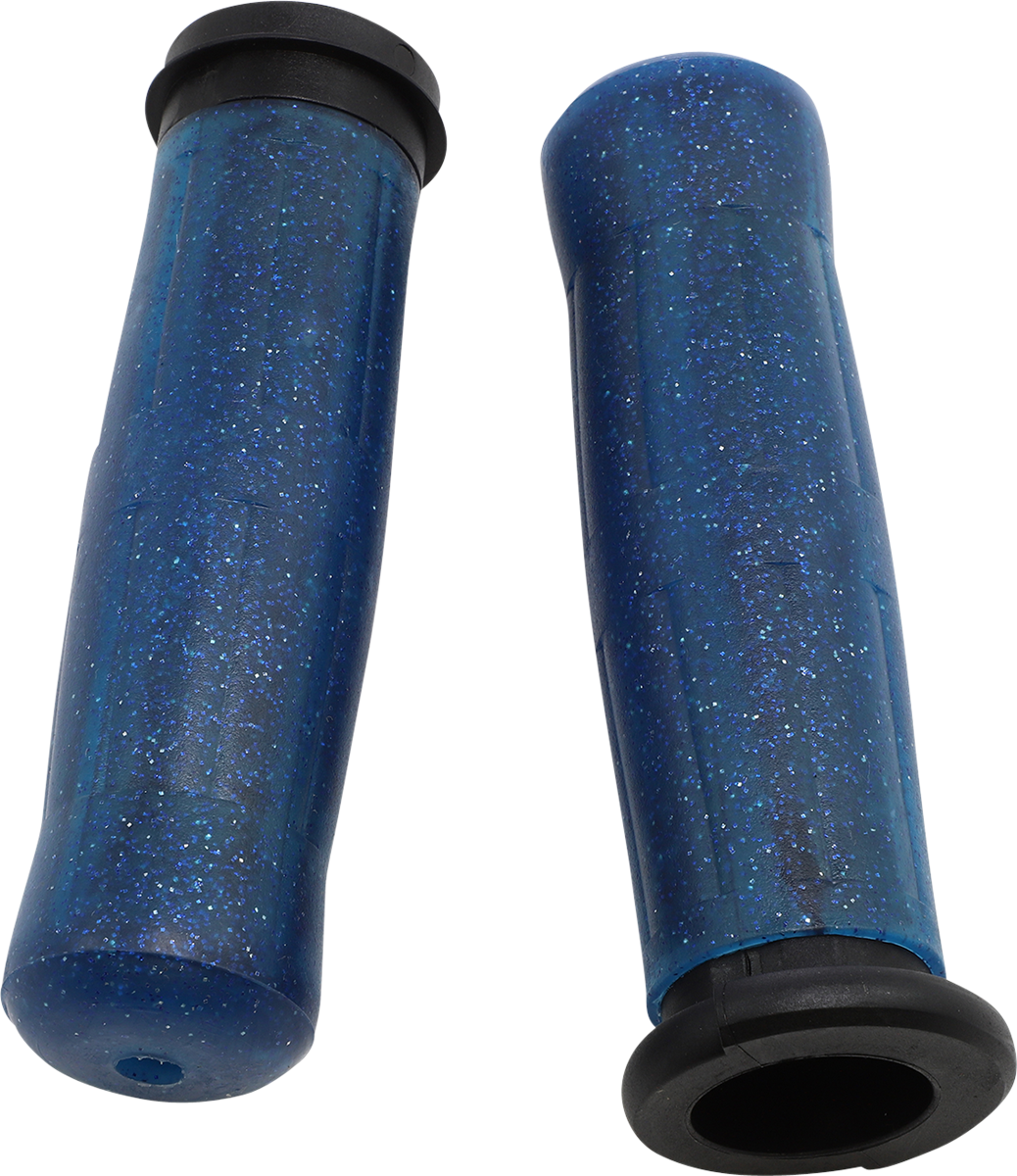 AVON GRIPS Old School Rubber Grips - Throttle-By-Wire - Sparkling Blue OLD-69-SBLUE-FL