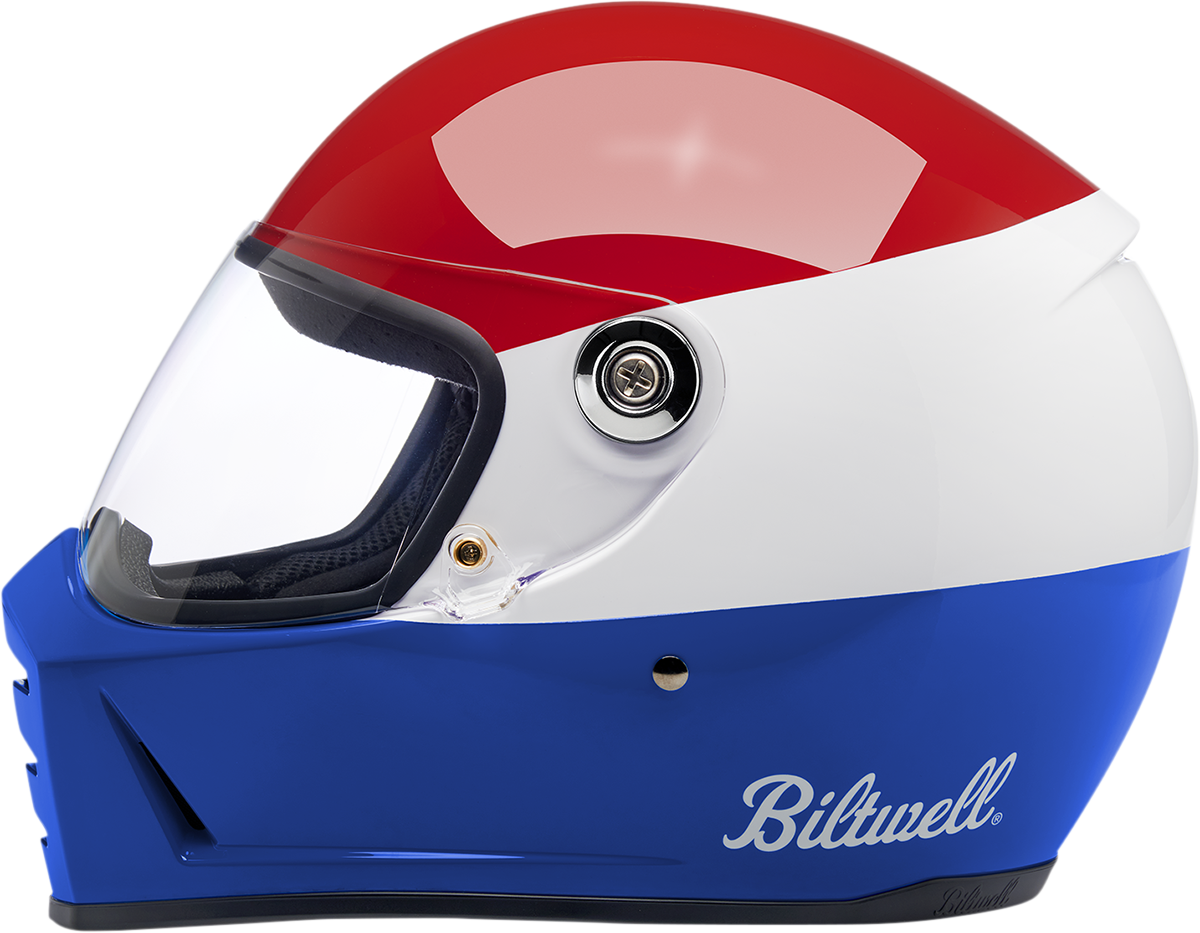 BILTWELL Lane Splitter Helmet - Podium - Gloss Red/White/Blue - Small 1004-549-102