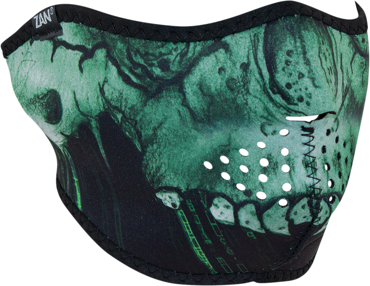 ZAN HEADGEAR Neoprene Half Mask - Cyber Skull WNFM452H for Cold Weather Riding and Outdoor Activities