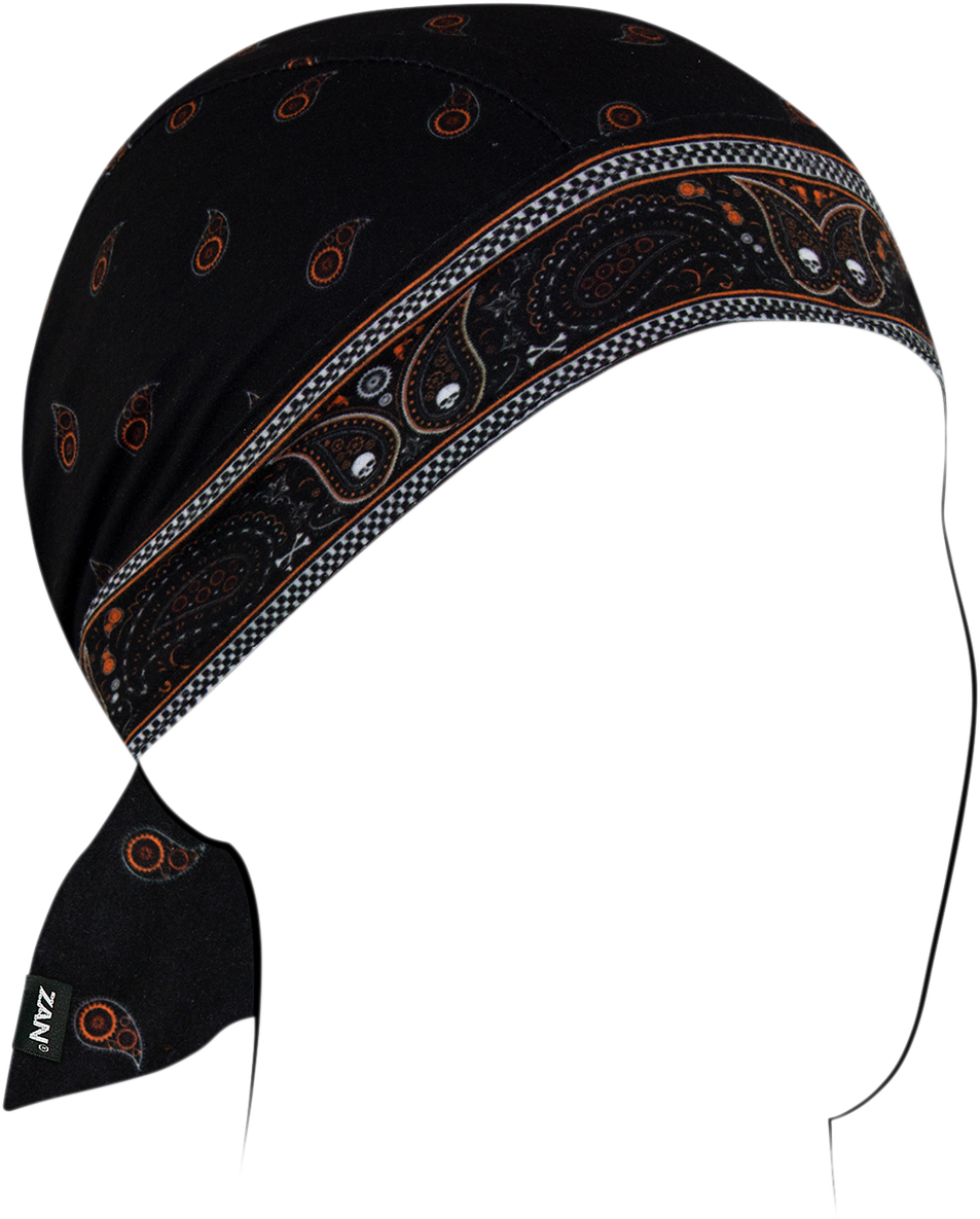 ZAN HEADGEAR Flydanna® SportFlex® Black and Orange Classic Bandana ZL197