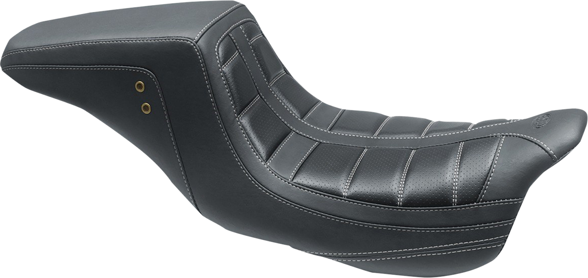 MUSTANG Squareback One-Piece Seat - Tuck and Roll - Black w/ Gun Metal Stitching - FL '08-'25 75239GM