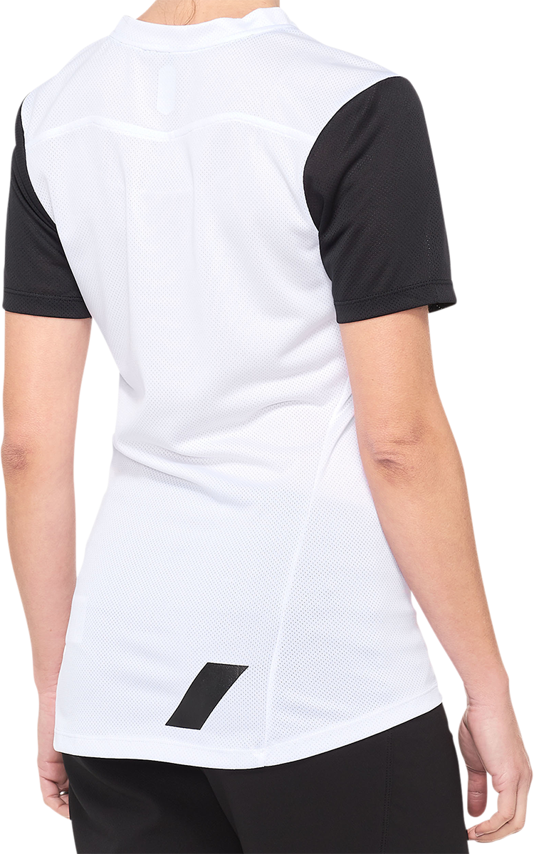 100% Women's Ridecamp Short-Sleeve Jersey - White/Black - Small 40035-00010