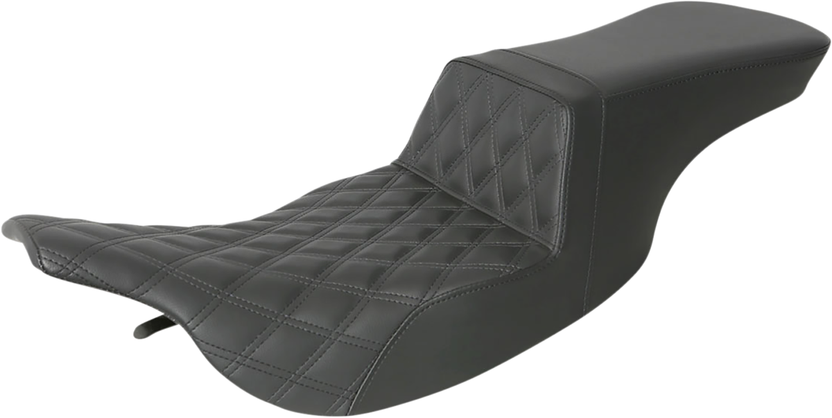 SADDLEMEN Tour Step-Up Seat - Front Lattice Stitch - Black - FL '97-'07 897-07-192