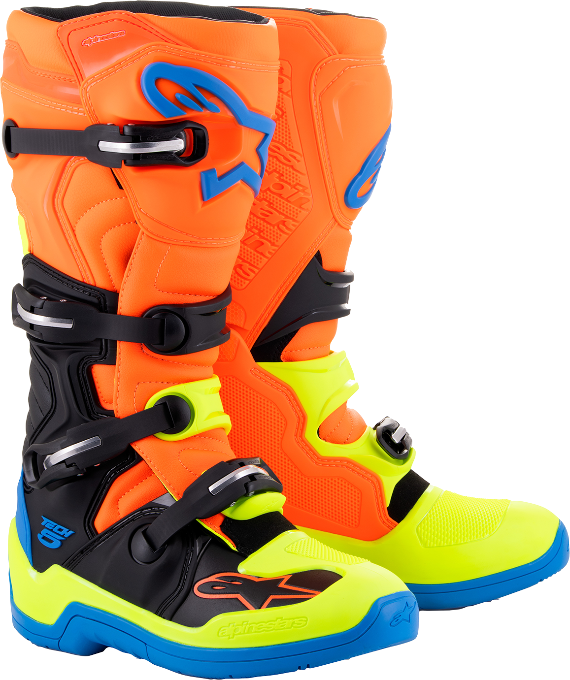 ALPINESTARS Tech 5 Boots - Orange Fluorescent/Blue/Yellow Fluorescent - US 11 / EU 45.5 2015015-4755-11