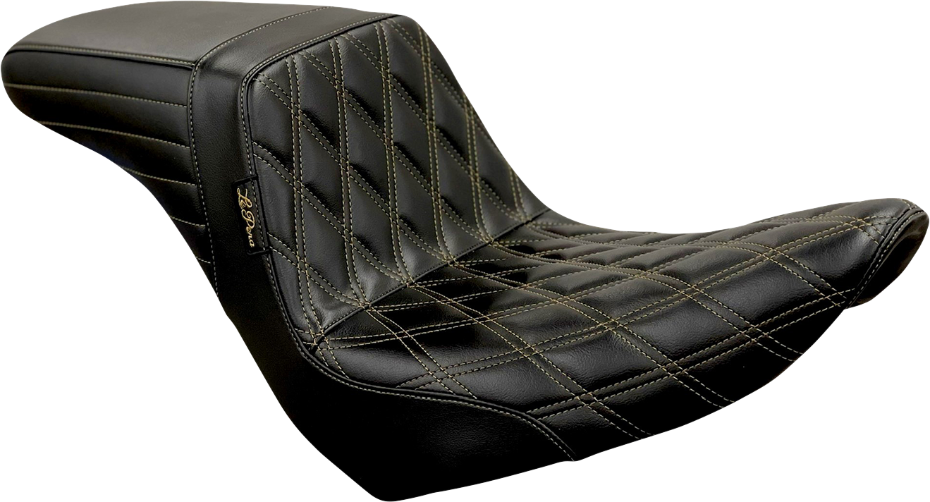 LE PERA Kickflip Seat - Diamond w/Chestnut Stitching - Black - Softail '18-'23 LYR-590DD-CHET