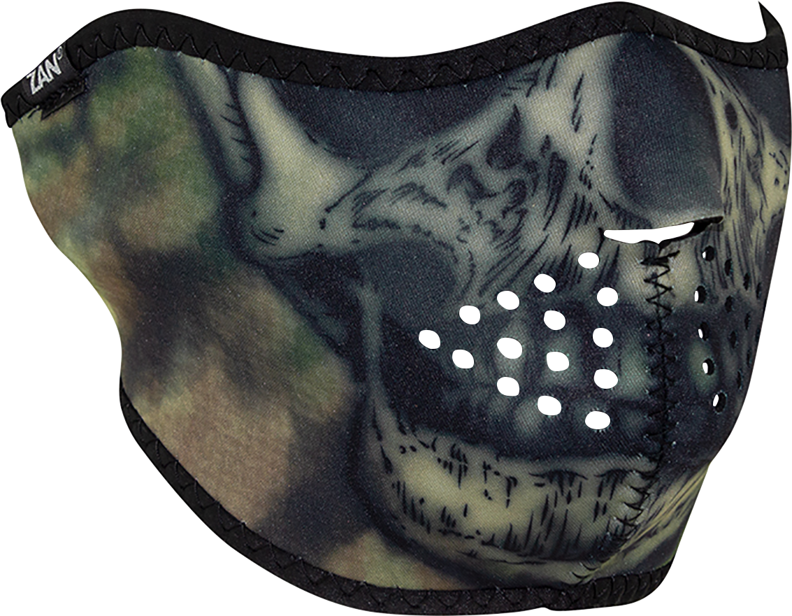 ZAN HEADGEAR Neoprene Half Mask - Woodland Camo Tie Dye Skull (Part #WNFM611H)