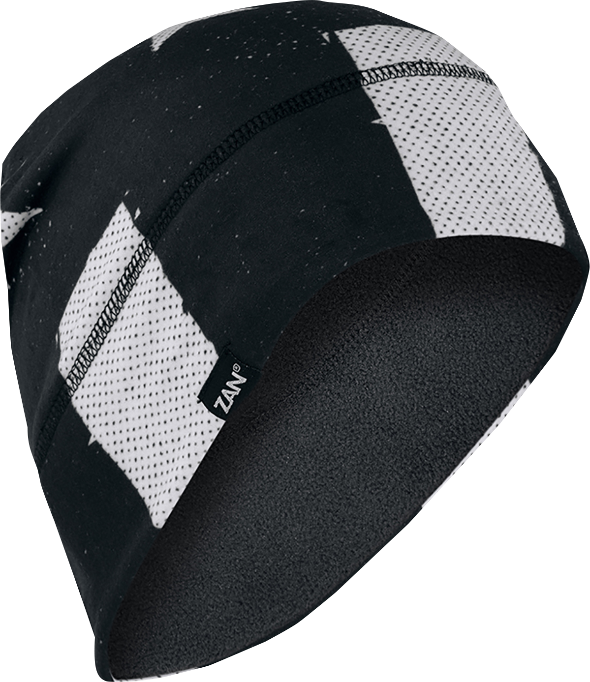 ZAN HEADGEAR SportFlex® Fleece Beanie Black/White Flag WHLF091 – Comfortable Headwear with UV Protection