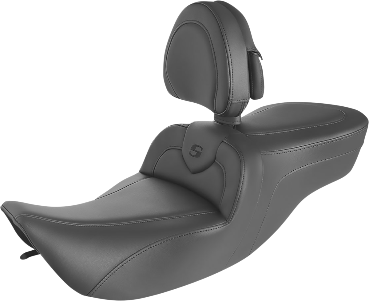 SADDLEMEN RoadSofa™ Seat - with Backrest - Black w/ Black Stitching - FLH '97-'07 897-06-187BR