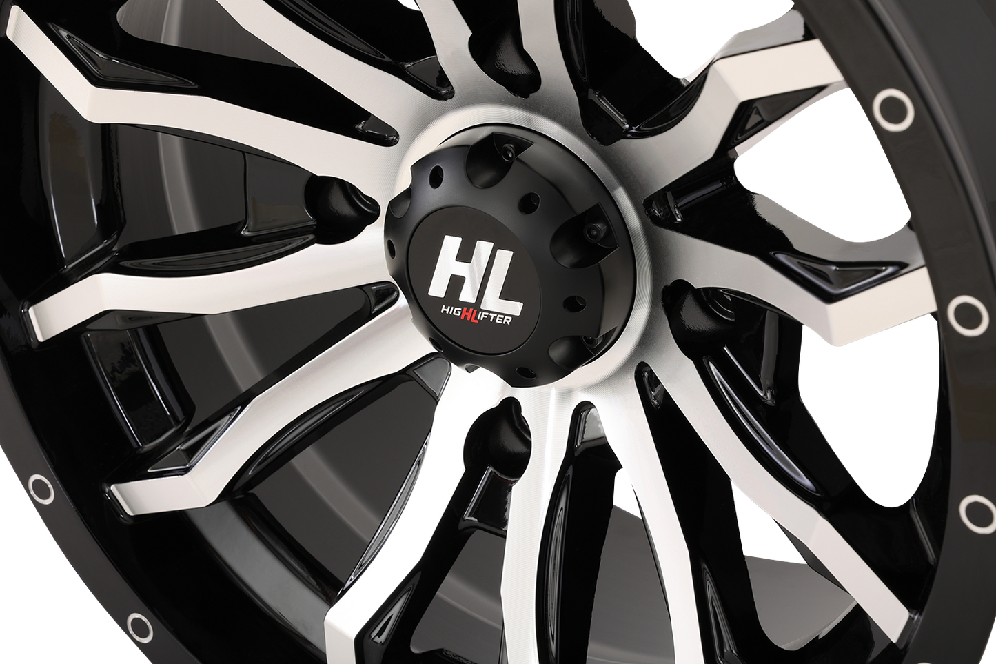 HIGH LIFTER 22HL21-1137 Gloss Black Machined 22x7 Wheel with Factory Valve Stem and Bolt-in Center Cap