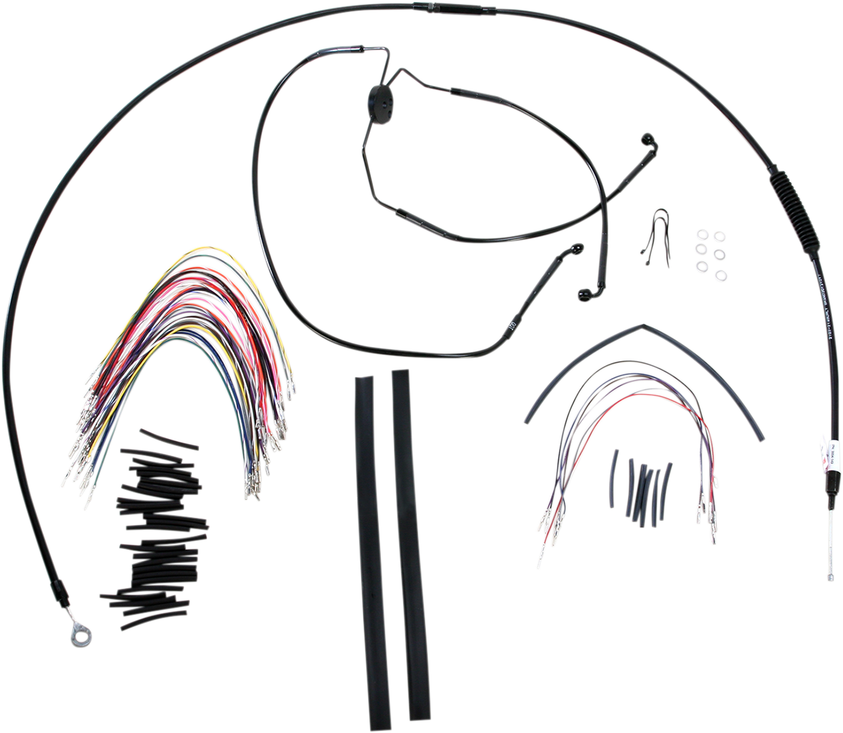 BURLY BRAND Complete Black Vinyl Handlebar Cable/Line Kit for Ape Hangers - 15" - '08-'13 FLH B30-1101