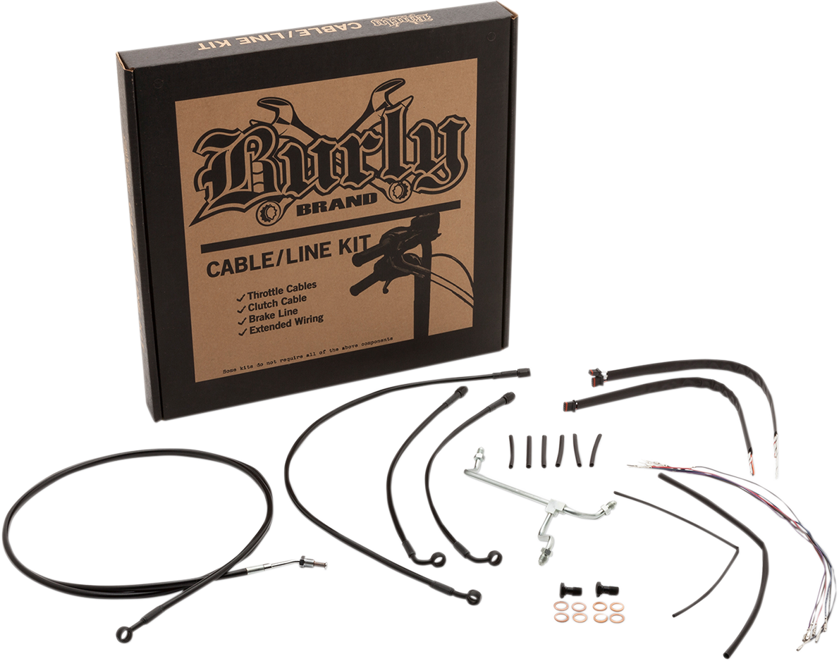 BURLY BRAND Complete Black Vinyl Handlebar Cable/Line Kit for Ape Hangers - 14" - ABS - '17-'20 Touring B30-1185