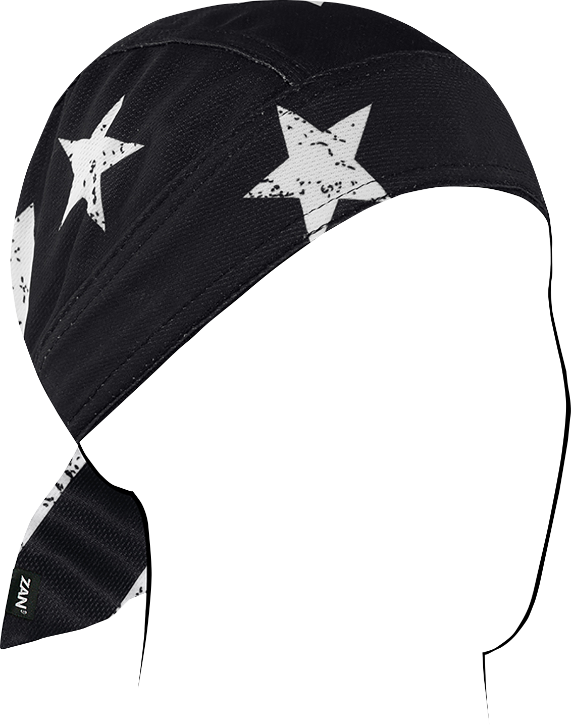 ZAN HEADGEAR Flydanna® Micro-Mesh Polyester Headwrap ZM091 – Black/White Flag