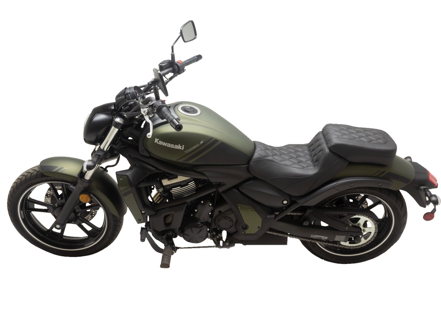 MUSTANG Squareback/Fastback Solo Seat - Black - Diamond Stitch - Vulcan S '15-'23 76430