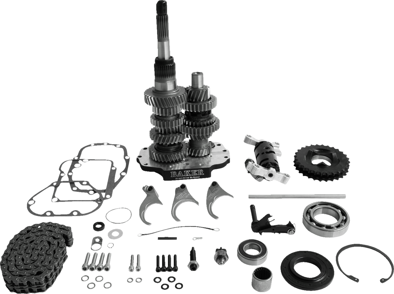 BAKER DRIVETRAIN Direct Drive Gear Set for Harley-Davidson 1990-1997, 6-Speed - Black (Part Number DD6-411-03)