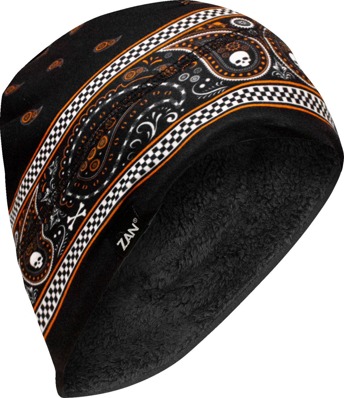 ZAN HEADGEAR SportFlex® Helmet Liner WHLH197 with High Pile Fleece Lining and UV Protection in Black/Orange