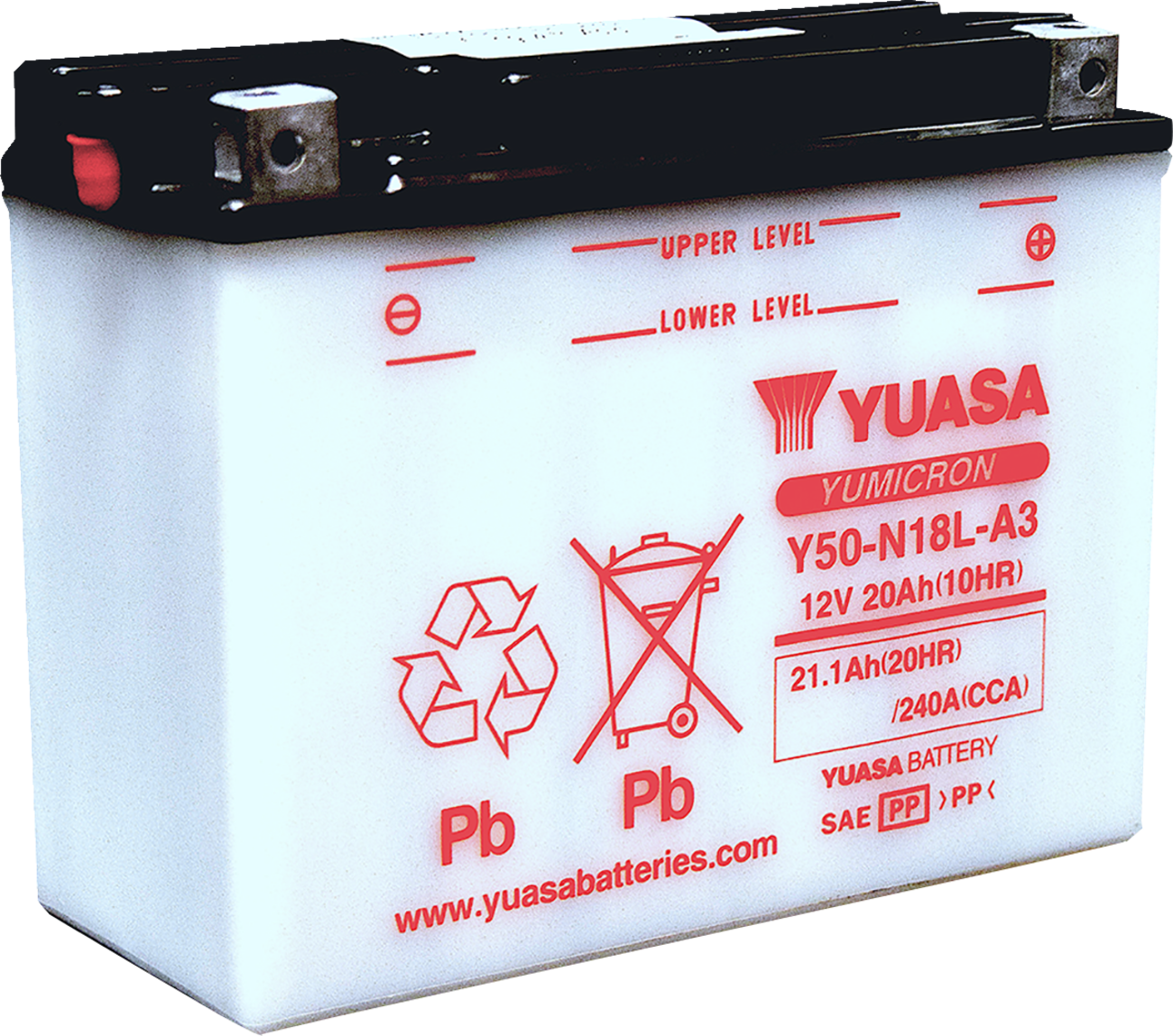 YUASA Y50-N18L-A3 Lead-Acid Battery - YUAM228A3TWN, Dry Shipped