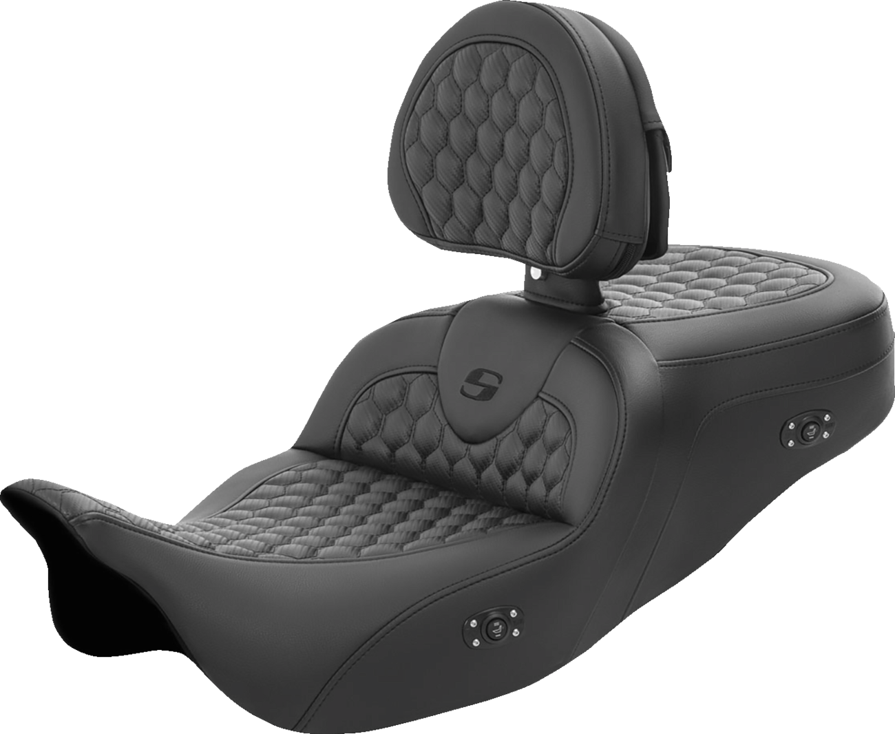 SADDLEMEN RoadSofa™ Seat - Honeycomb - with Backrest - Heated - FL '08-'23 808-07B-189BRHC