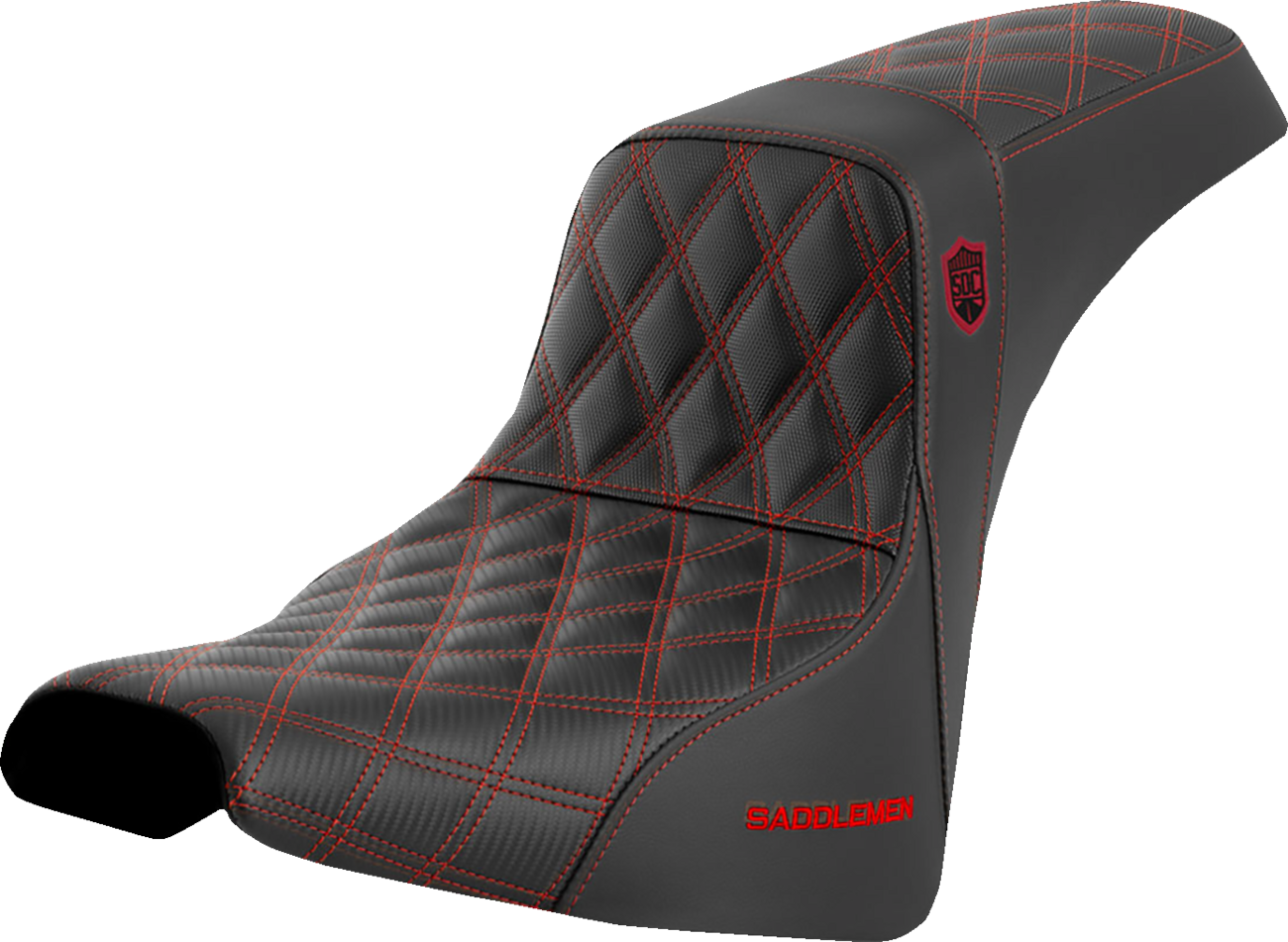 SADDLEMEN Pro Series SDC Performance Seat - w/o Backrest - Red Stitch - FXBB/FXST '18-'23 SC81830RED