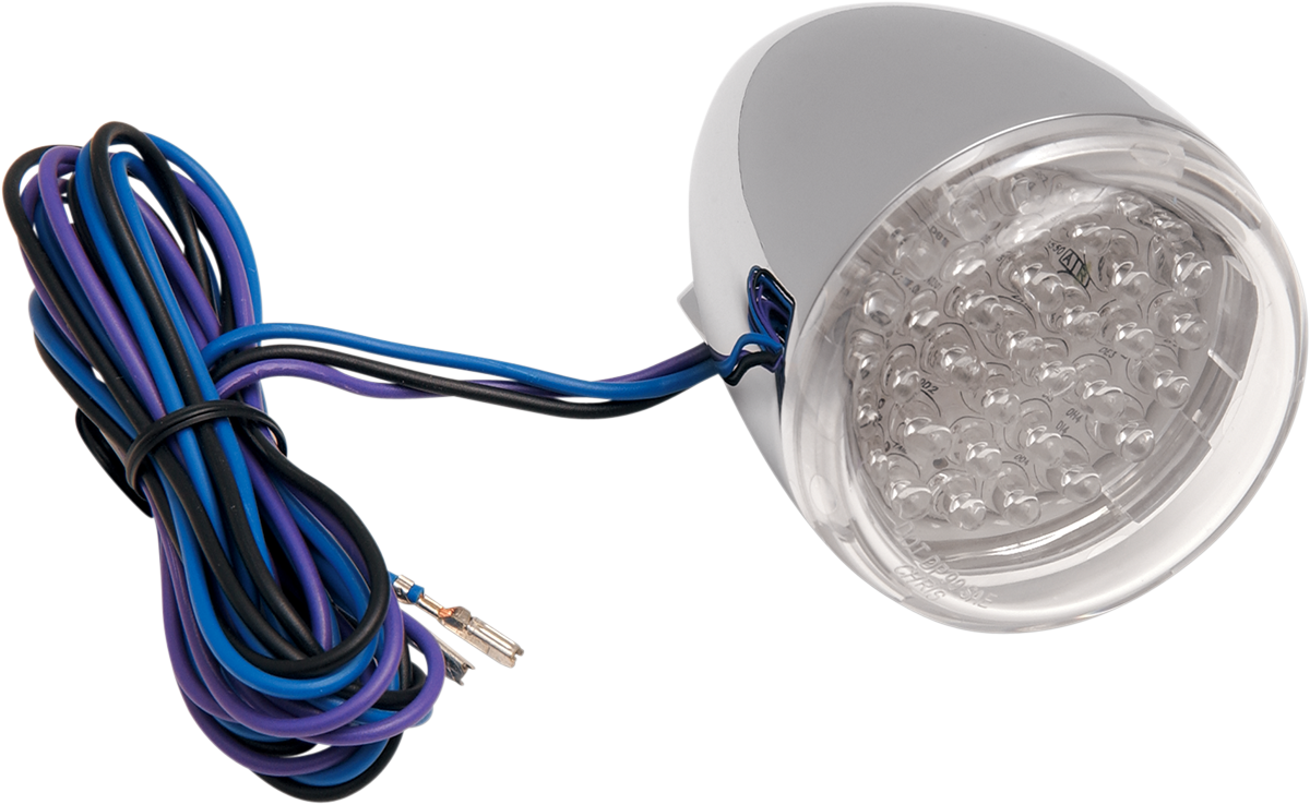 CHRIS PRODUCTS Red LED Turn Signal - Chrome and Clear Finish, Part 8501C-LED-R