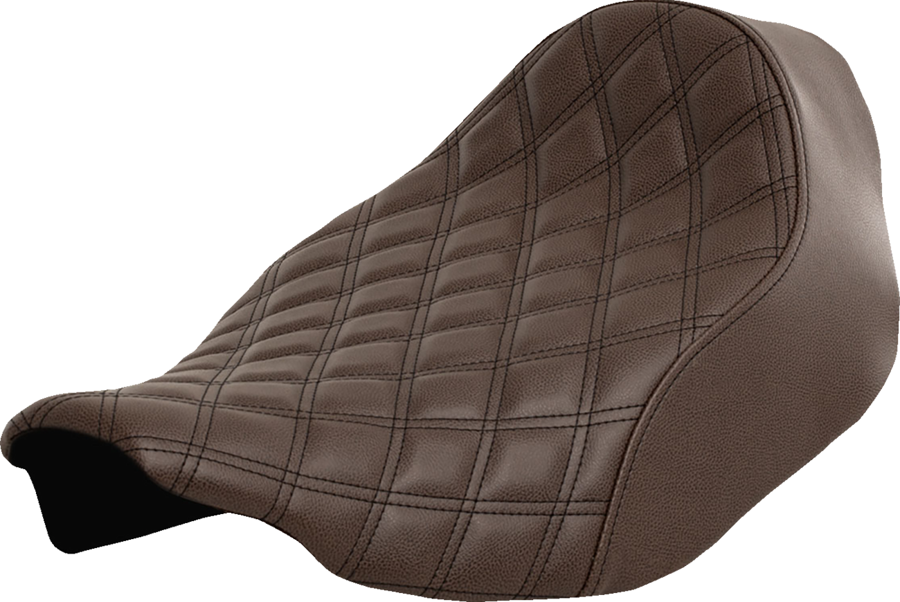 SADDLEMEN Renegade™ Solo Seat - Lattice Stitched - Brown - FLT/FLH '23-'24 823-07-002BLS