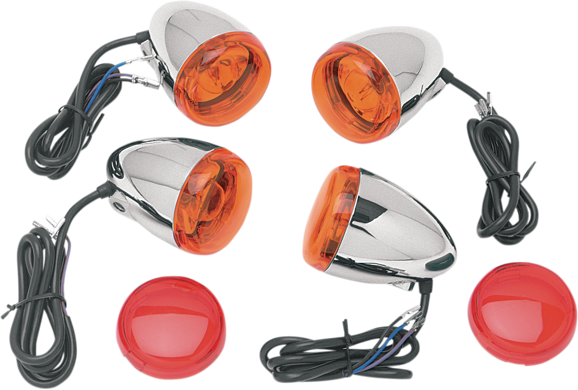 CHRIS PRODUCTS Deuce-Style Turn Signal Kit Part 8503 with Amber Lights and Red Lenses