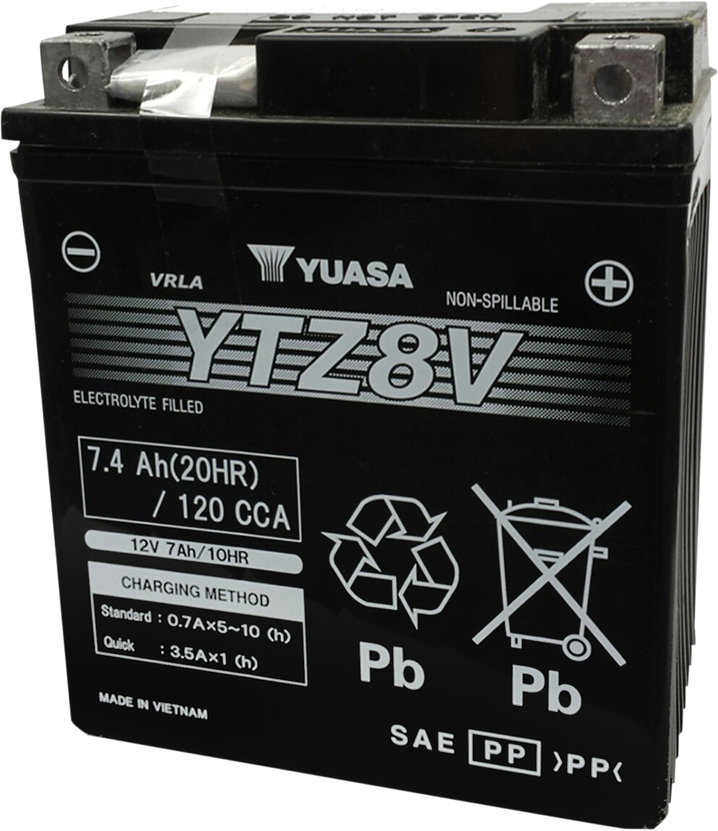 YUASA AGM Battery YTZ8V YUAM728ZV - High Cranking Amps, Maintenance-Free Design