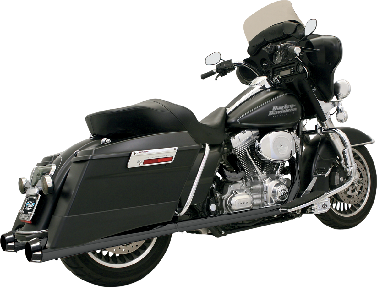 BASSANI XHAUST Megaphone Slip-On Mufflers - Black/Black - Fluted - Performance Baffle FLH-517LRB