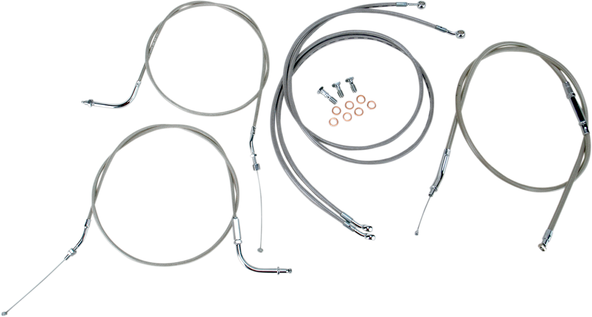 BARON Stainless Handlebar Cable/Line Kit - 12"-14" - '04-07 Roadstar BA-8022KT-12