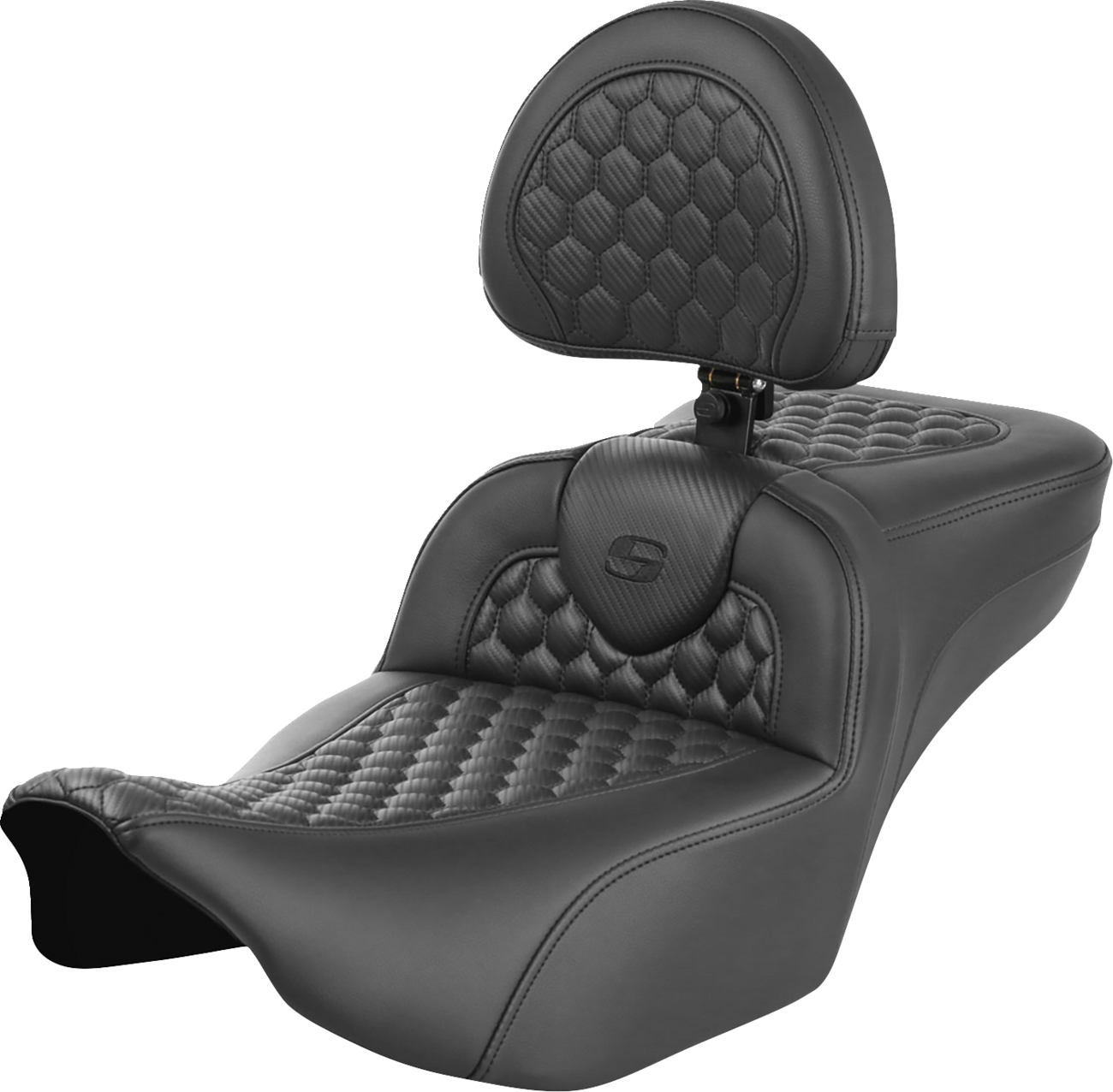 SADDLEMEN Roadsofa™ Extended Reach Seat - with Backrest - Honeycomb - FLTR/FLHX '23-'24 823-07-190B0