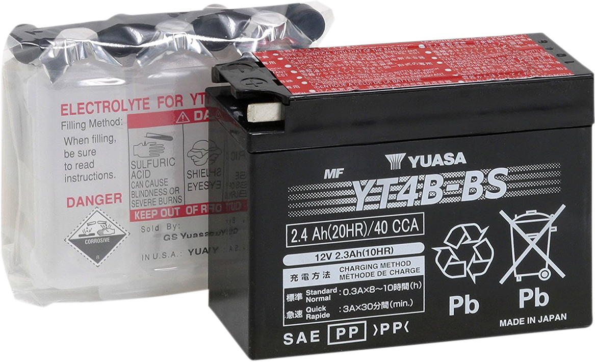 YUASA AGM Battery YT4B-BS - YUAM62T4B - Sealed Absorbed-Glass Mat Design for Reliable Power