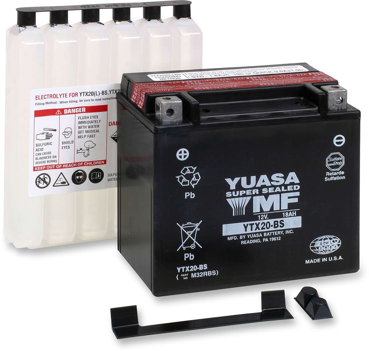 YUASA AGM Battery YTX-20BS with Sealed Absorbed Glass Mat Technology