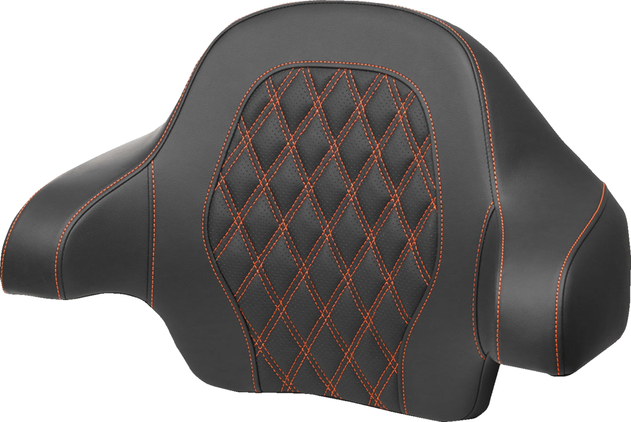 SADDLEMEN Tour-Pak® Backrest Pad - Lattice Stitch - Orange Stitch - FL '14-'24 814-07-18403