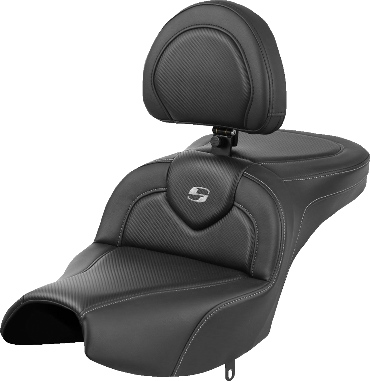 SADDLEMEN Roadsofa™ Seat - With Backrest - Black - Carbon Fiber - Indian Pursuit '22-'24 I22-02-185BR