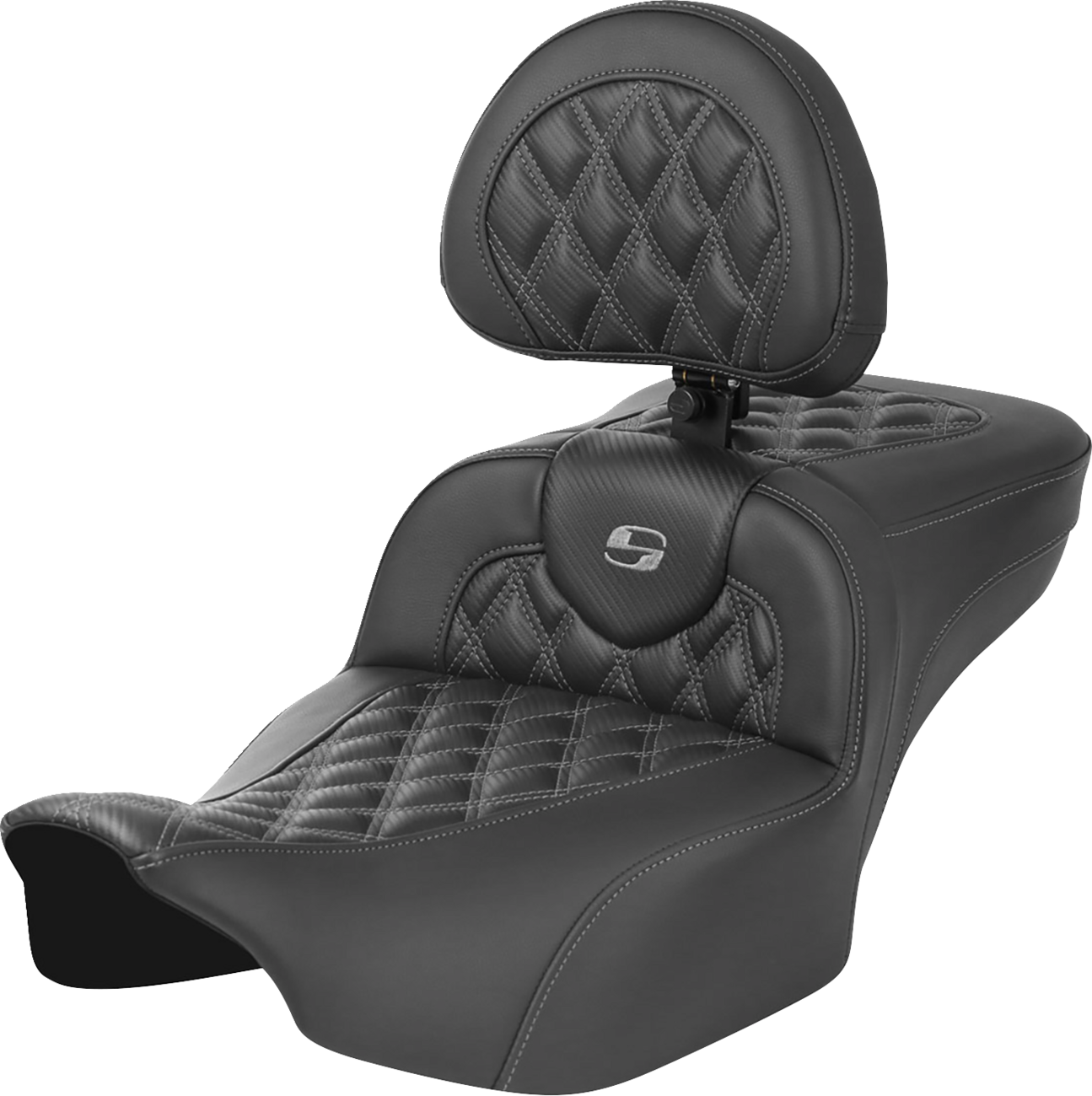 SADDLEMEN Roadsofa™ Extended Reach Seat - without Backrest - Lattice Stitch - Gray Stitch - FLTR/FLHX '23-'24 823-07-207B2