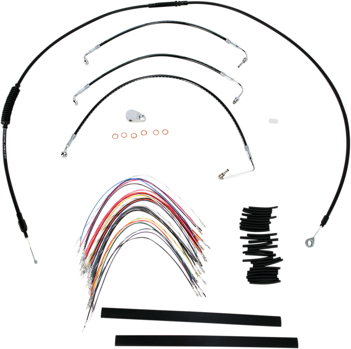 BURLY BRAND Complete Black Vinyl Handlebar Cable/Line Kit for Ape Hangers - 13" - '08-'13 FLH B30-1032