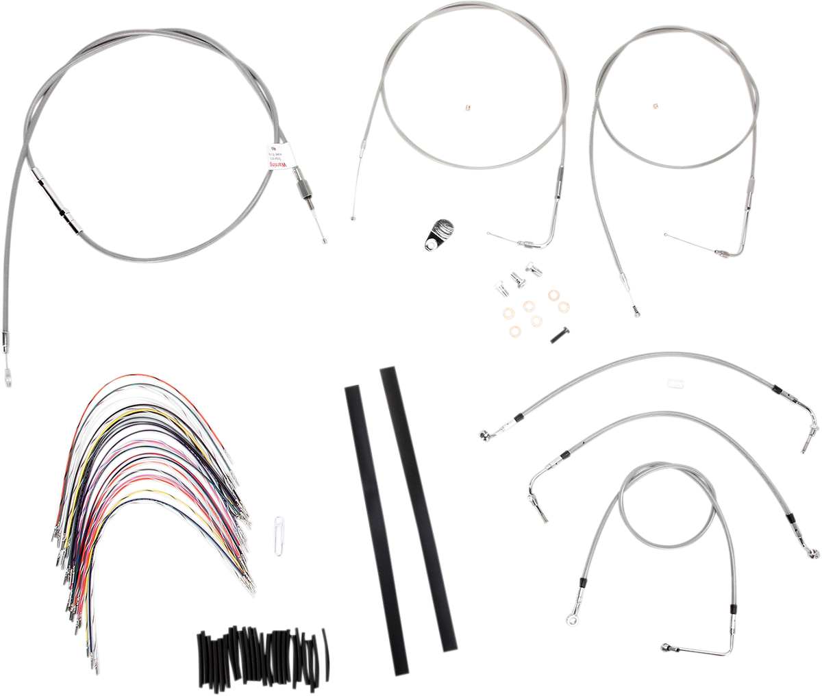 BURLY BRAND Complete Stainless Braided Handlebar Cable/Brake Line Kit - 16" Ape Hangers - '00-'06 Touring B30-1080