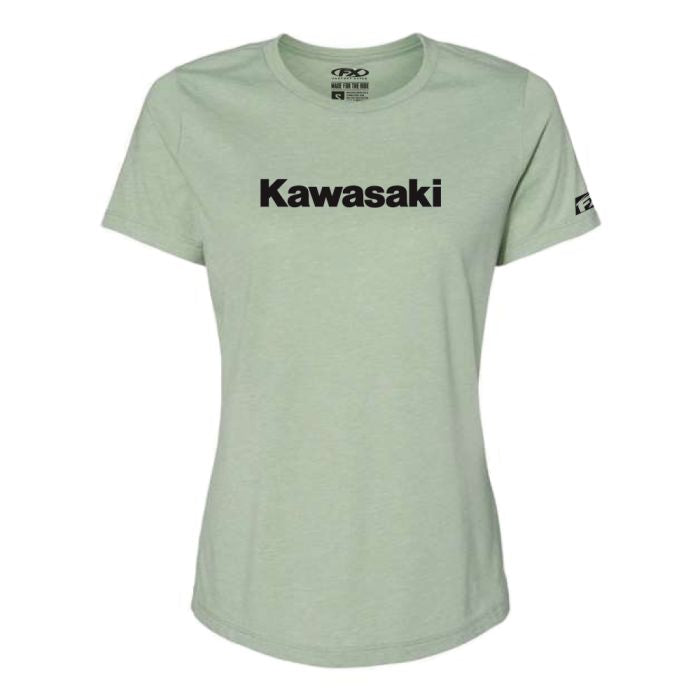 Factory Effex Kawasaki Women's T-Shirt in Light Green, Size Large - Part #27-87144