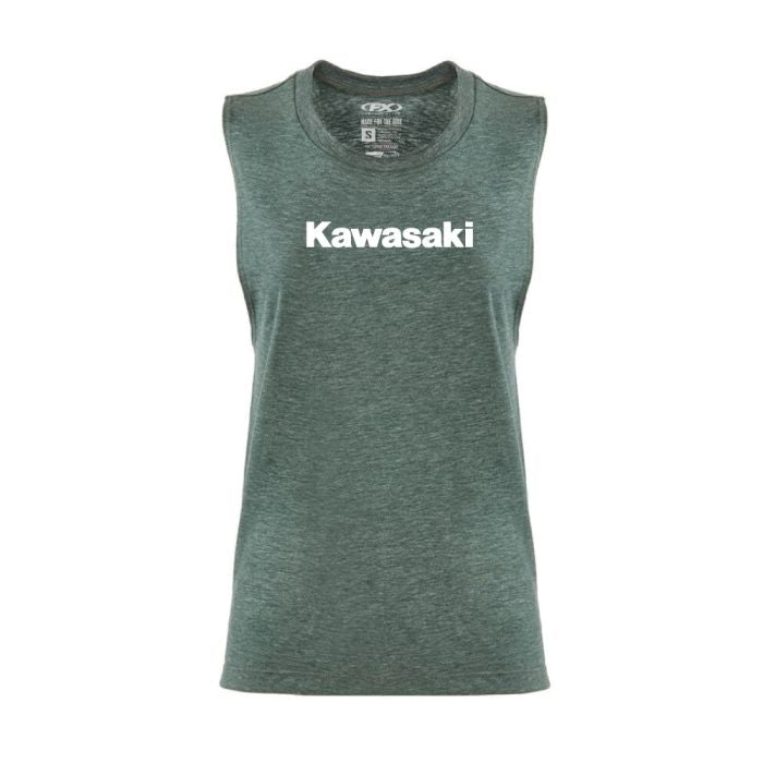 Factory Effex Kawasaki Women's Muscle Tank in Forest Green, Size Large (Part #27-87154)